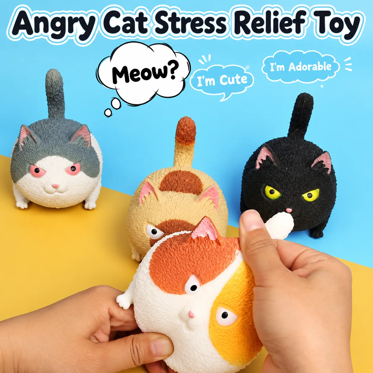 Angry Cat Squishy Toy Soft Cat Stress Relief Squeeze Toy Wholesale Squishy Toy 7