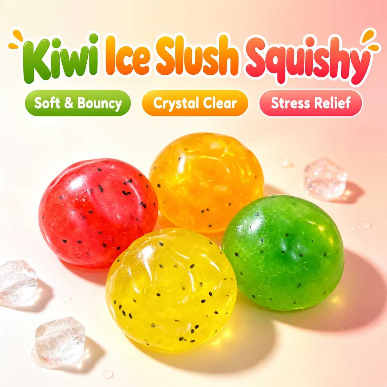 Fruit Ice Slush Squishy Balls Soft TPR Stress Relief Toys Wholesale Squishy Toy 3