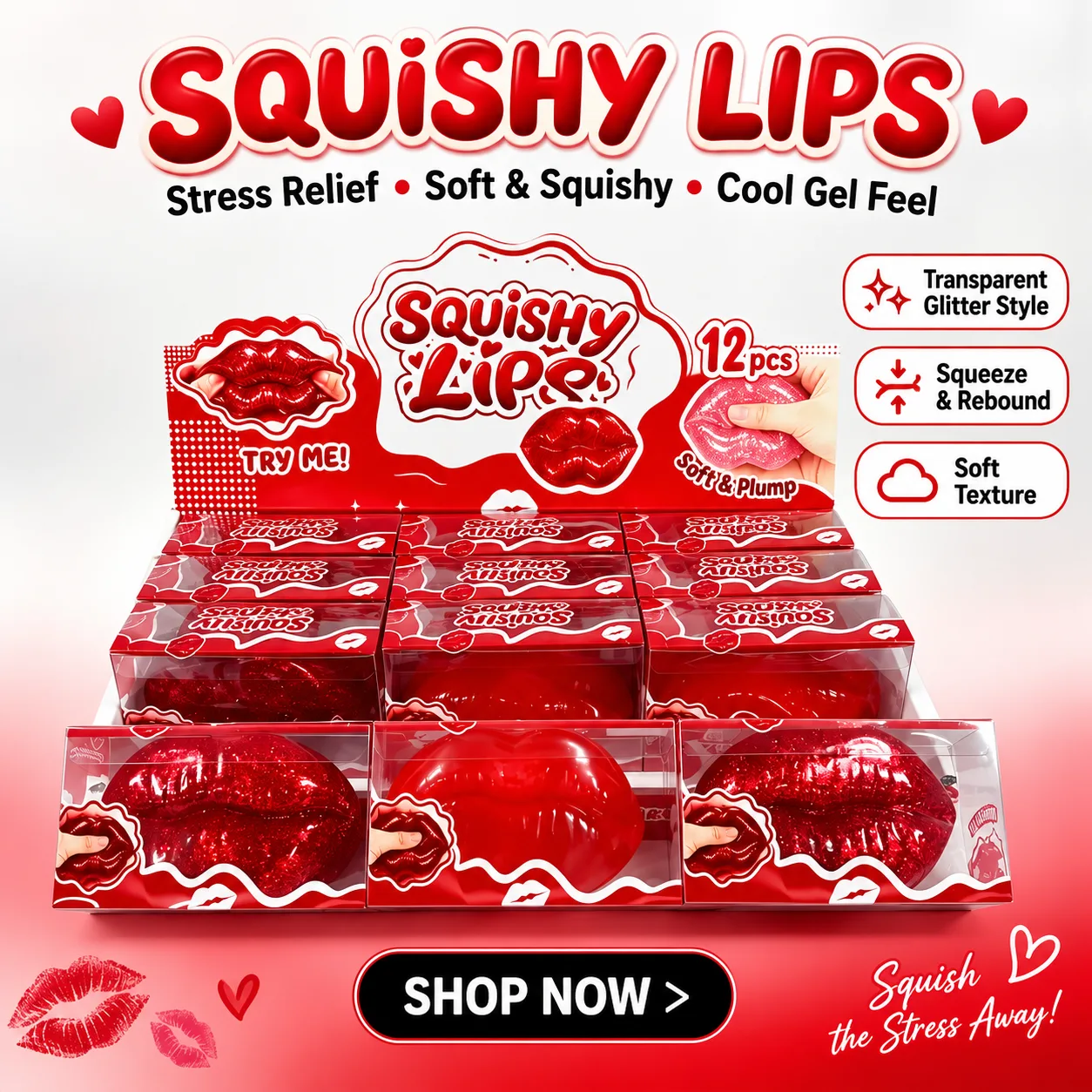 Realistic Red Lips Squishy Toy Soft Stress Relief Toy Wholesale Squishy Toy 2