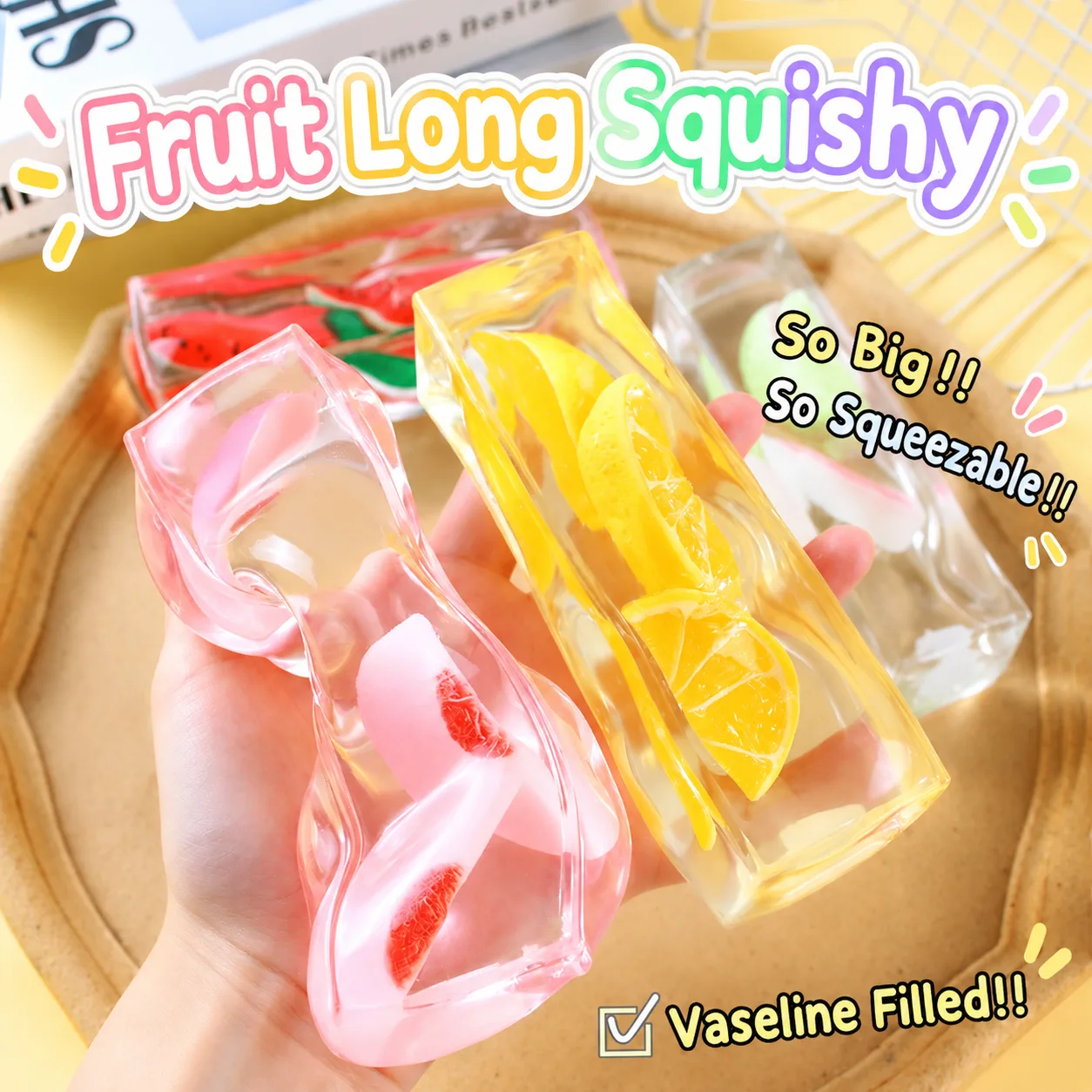 Vaseline-Filled Fruit Squishy Toy Transparent Gel Stress Relief Squeeze Toy Wholesale Squishy Toy 6