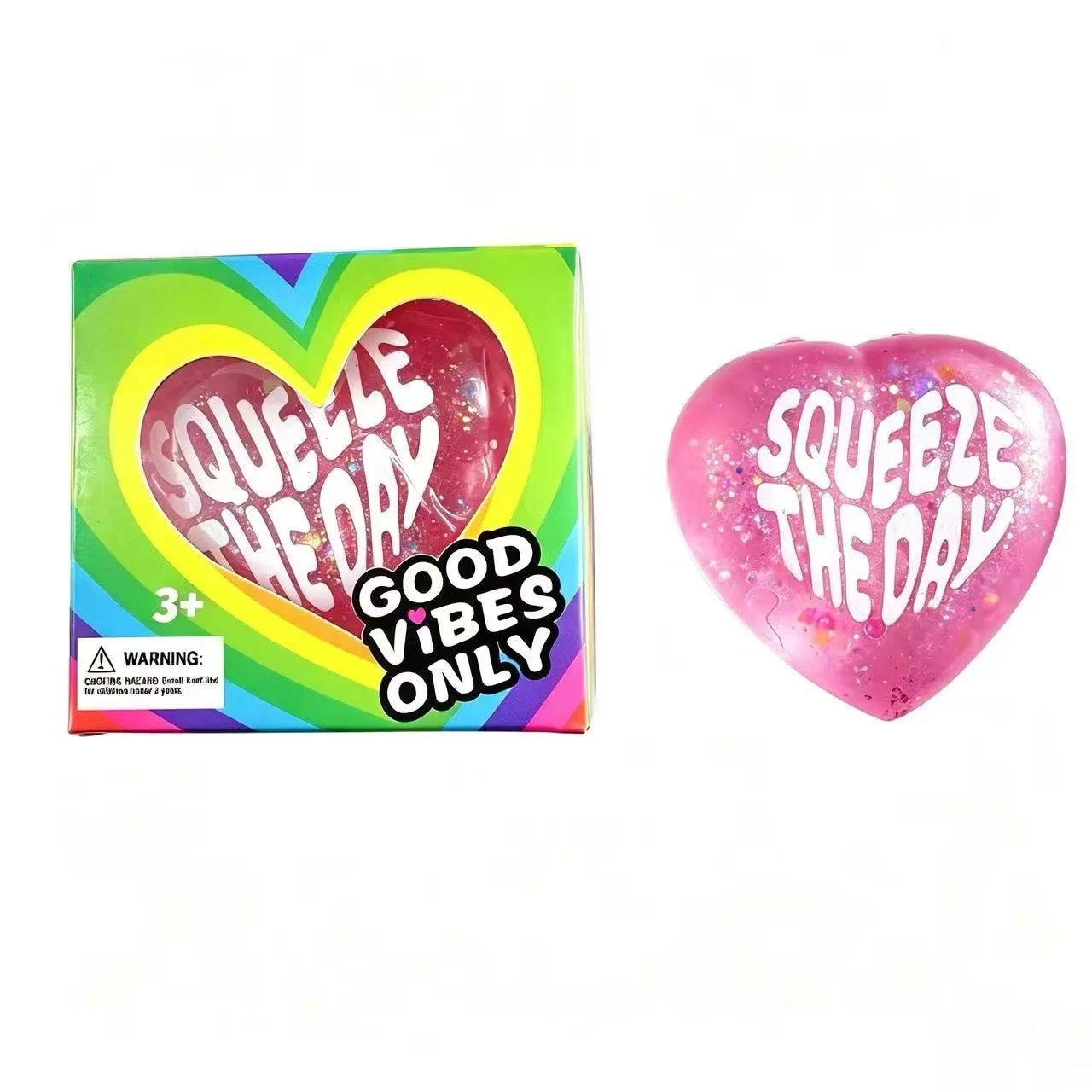 Glitter Heart Squishy Toy with Inspirational Phrases Slow Rebound Stress Relief Toy Wholesale Squishy Toy 5